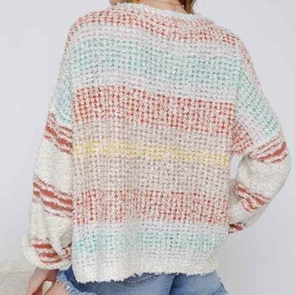 HOMEBODY V NECK FLUFFY/SHAGGY FAUX FUR SWEATER SIZE SMALL - Picture 2 of 10